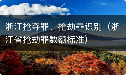 浙江抢夺罪、抢劫罪识别（浙江省抢劫罪数额标准）