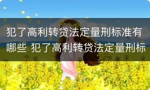 犯了高利转贷法定量刑标准有哪些 犯了高利转贷法定量刑标准有哪些规定