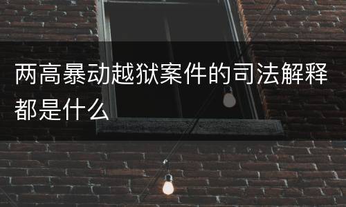 两高暴动越狱案件的司法解释都是什么
