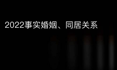2022事实婚姻、同居关系