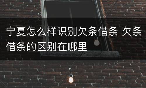 宁夏怎么样识别欠条借条 欠条借条的区别在哪里