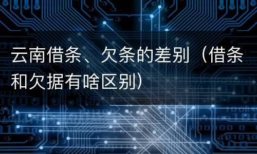云南借条、欠条的差别（借条和欠据有啥区别）