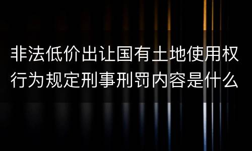非法低价出让国有土地使用权行为规定刑事刑罚内容是什么样