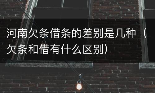 河南欠条借条的差别是几种（欠条和借有什么区别）