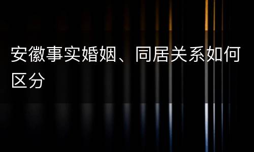 安徽事实婚姻、同居关系如何区分