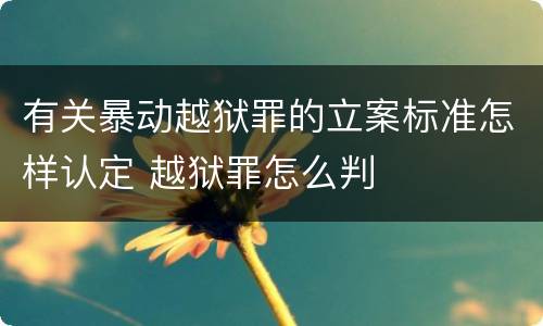 有关暴动越狱罪的立案标准怎样认定 越狱罪怎么判