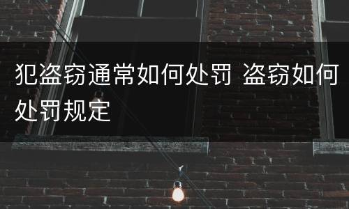犯盗窃通常如何处罚 盗窃如何处罚规定