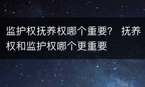 监护权抚养权哪个重要？ 抚养权和监护权哪个更重要