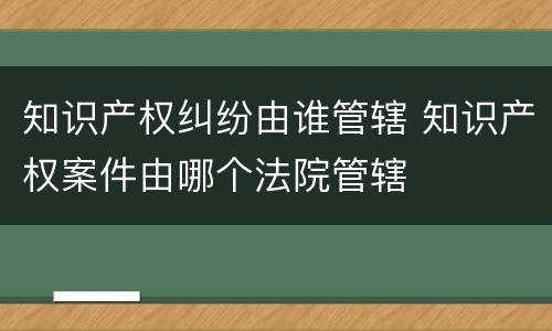 知识产权纠纷由谁管辖 知识产权案件由哪个法院管辖