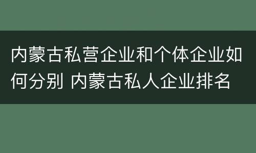 内蒙古私营企业和个体企业如何分别 内蒙古私人企业排名