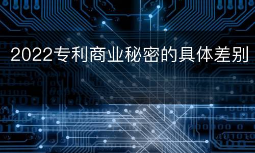 2022专利商业秘密的具体差别