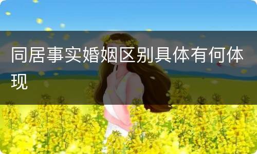 同居事实婚姻区别具体有何体现