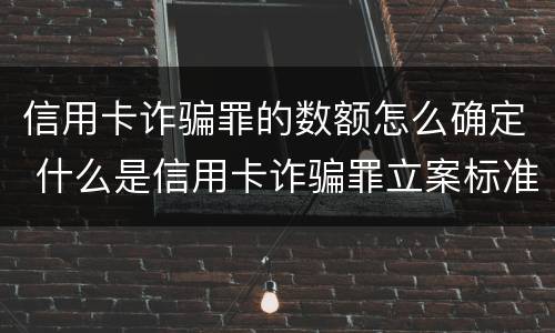 信用卡诈骗罪的数额怎么确定 什么是信用卡诈骗罪立案标准