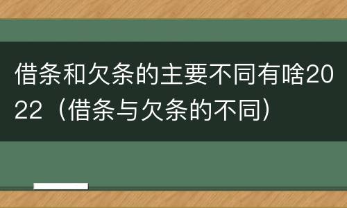 借条和欠条的主要不同有啥2022（借条与欠条的不同）