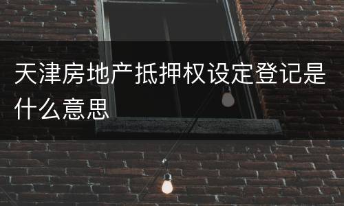 天津房地产抵押权设定登记是什么意思