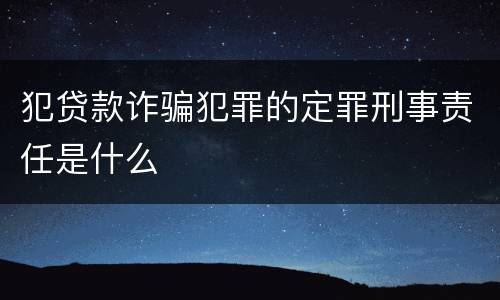 犯贷款诈骗犯罪的定罪刑事责任是什么