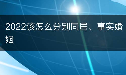 2022该怎么分别同居、事实婚姻