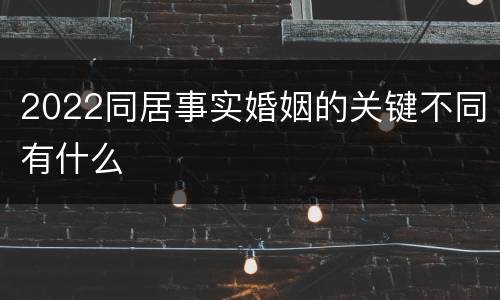 2022同居事实婚姻的关键不同有什么