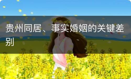 贵州同居、事实婚姻的关键差别