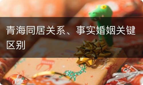 青海同居关系、事实婚姻关键区别