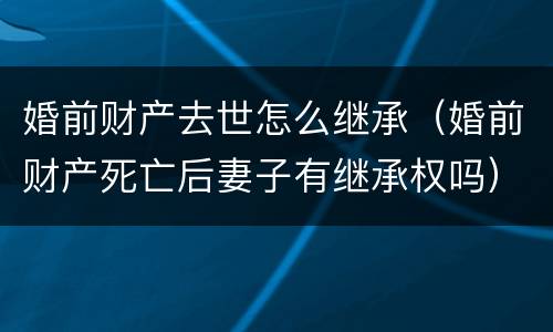 婚前财产去世怎么继承（婚前财产死亡后妻子有继承权吗）