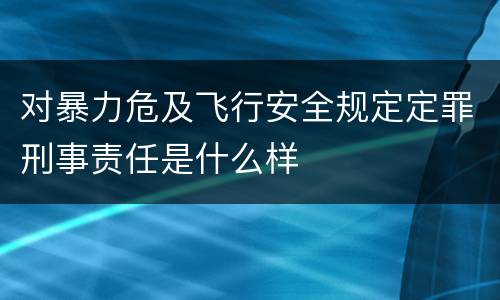 对暴力危及飞行安全规定定罪刑事责任是什么样