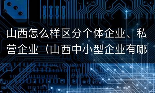 山西怎么样区分个体企业、私营企业（山西中小型企业有哪些）