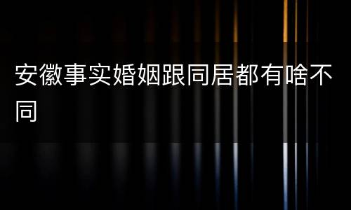 安徽事实婚姻跟同居都有啥不同