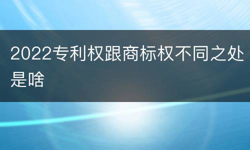 2022专利权跟商标权不同之处是啥
