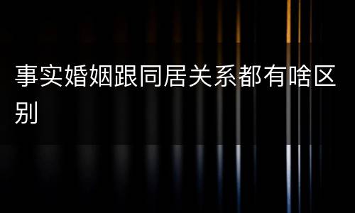 事实婚姻跟同居关系都有啥区别