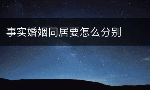事实婚姻同居要怎么分别