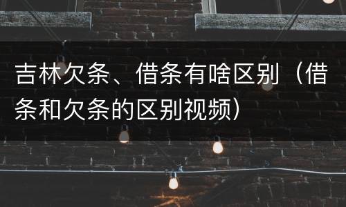 吉林欠条、借条有啥区别（借条和欠条的区别视频）
