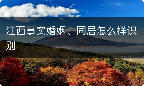 江西事实婚姻、同居怎么样识别