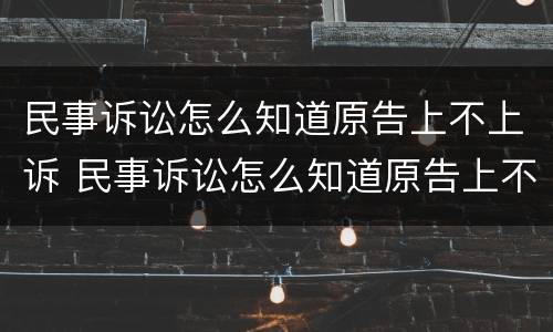 民事诉讼怎么知道原告上不上诉 民事诉讼怎么知道原告上不上诉呢