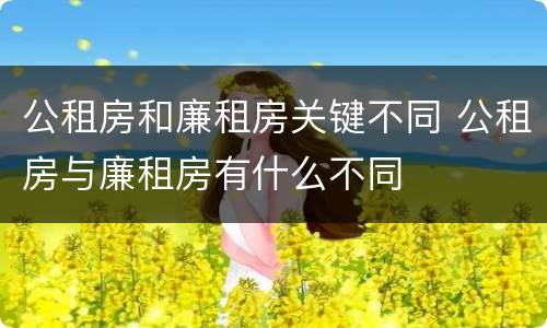 公租房和廉租房关键不同 公租房与廉租房有什么不同