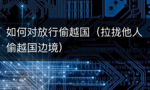 如何对放行偷越国（拉拢他人偷越国边境）