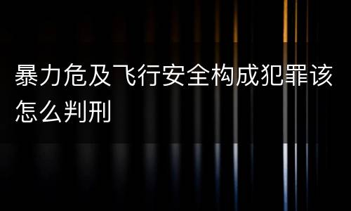 暴力危及飞行安全构成犯罪该怎么判刑