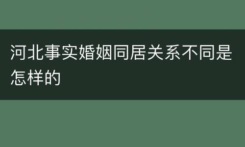 河北事实婚姻同居关系不同是怎样的