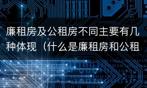 廉租房及公租房不同主要有几种体现（什么是廉租房和公租房两个有什么特点）