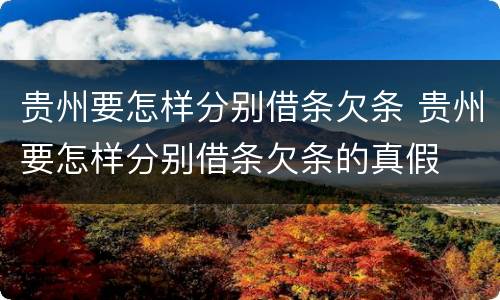贵州要怎样分别借条欠条 贵州要怎样分别借条欠条的真假