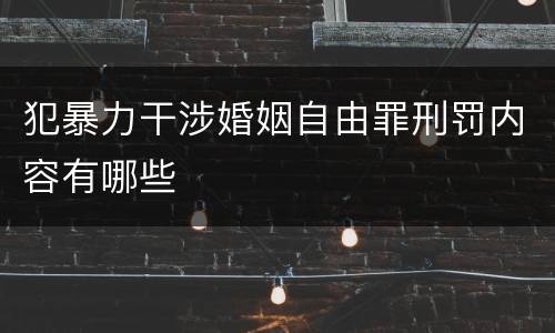 犯暴力干涉婚姻自由罪刑罚内容有哪些