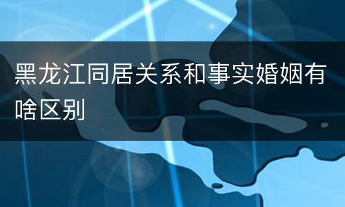 黑龙江同居关系和事实婚姻有啥区别