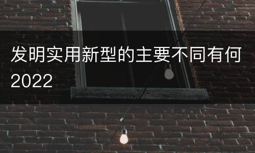 发明实用新型的主要不同有何2022