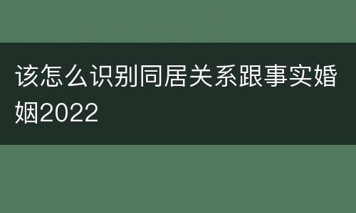 该怎么识别同居关系跟事实婚姻2022