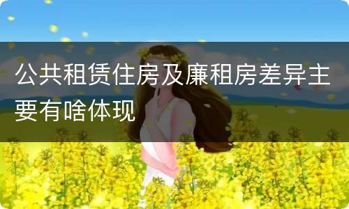 公共租赁住房及廉租房差异主要有啥体现