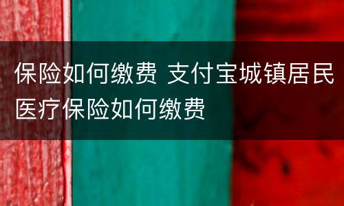 保险如何缴费 支付宝城镇居民医疗保险如何缴费