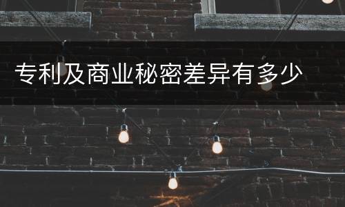 专利及商业秘密差异有多少