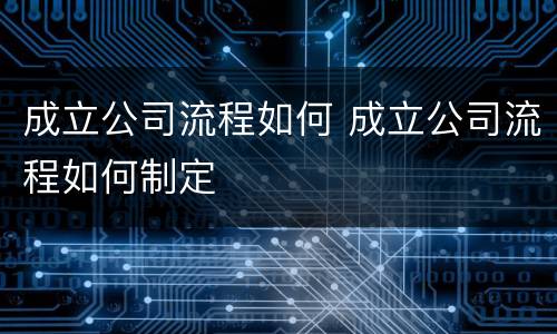 成立公司流程如何 成立公司流程如何制定