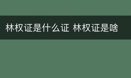林权证是什么证 林权证是啥