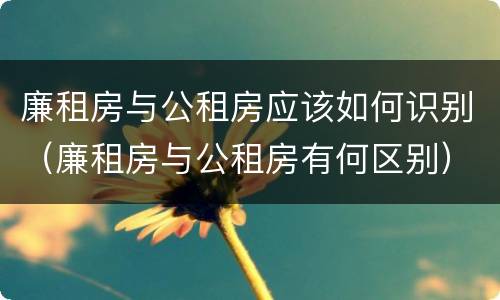 廉租房与公租房应该如何识别（廉租房与公租房有何区别）